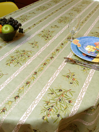 Olive design french oilcloth green tones