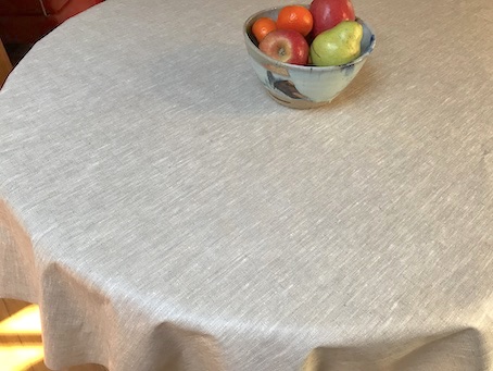 mid grey coated linen tablecloth