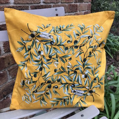 provencal coated pillow case with olive design
