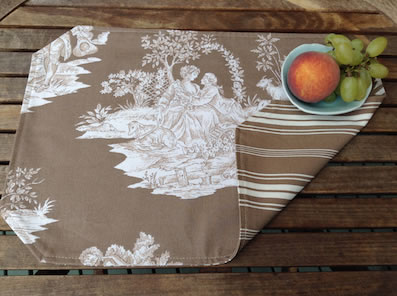 toile de jouy french placemat double sided