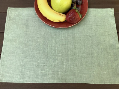 aqua green coated linen placemats
