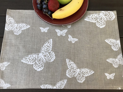 coated linen placemats with butterflies designs