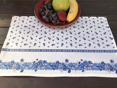 blue and white traditional coated provencal placemats
